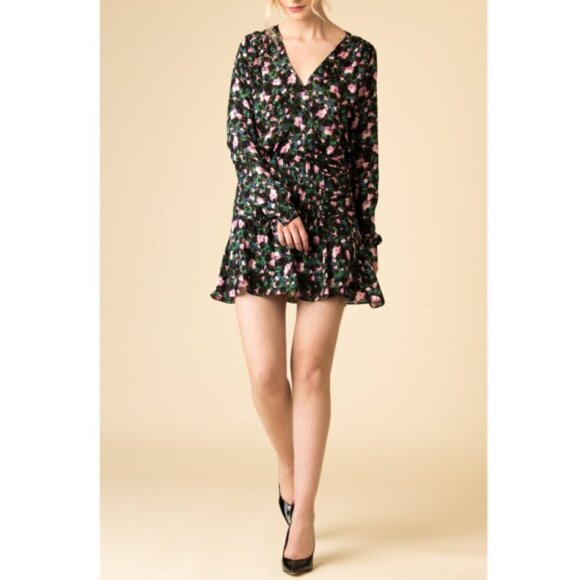 Veronica Beard 'Naomi' Floral-Print Silk Mini-Dress, Navy Multi - Picture 1 of 4
